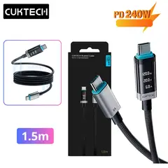 SEISA - Cable Type C 240W Carga Ultra Rapida CUKTECH 1,5 Metros 6AMax Pantalla Digital