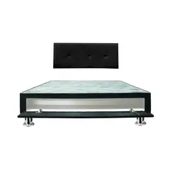 MUEBLES MACRUMO - Cama tapizada Brisa con sabanera - 2 Plz - Color Negro