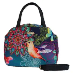 CHULA TULUM - CARTERA MODELO ANA CON ESTAMPADO COLIBRI MANDALA ROSA