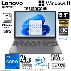 LENOVO - Laptop IdeaPad Slim 3 Intel Core i7-13620H 24GB RAM 512GB SSD 15.3" WUXGA IPS - 83K100KFLM