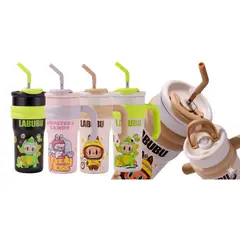 GENERICO - Toma Todo Térmico Labubu 700ml con Pajita para Niños
