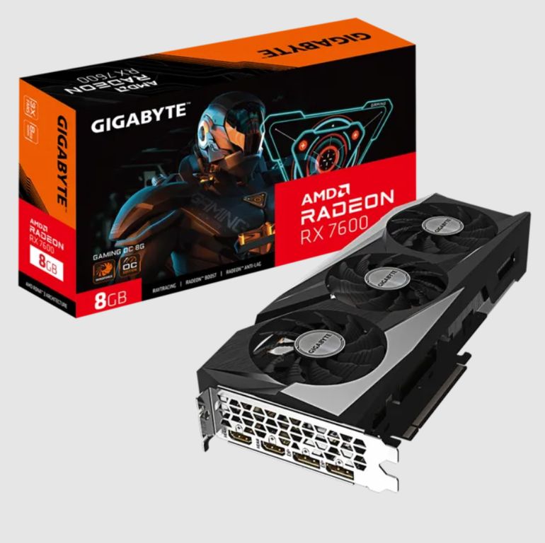 TARJETA DE VIDEO RX 7600 ( GV-R76GAMING OC-8GD ) 8GB GDDR6 - 128BIT - X3 FANES - 2 DP