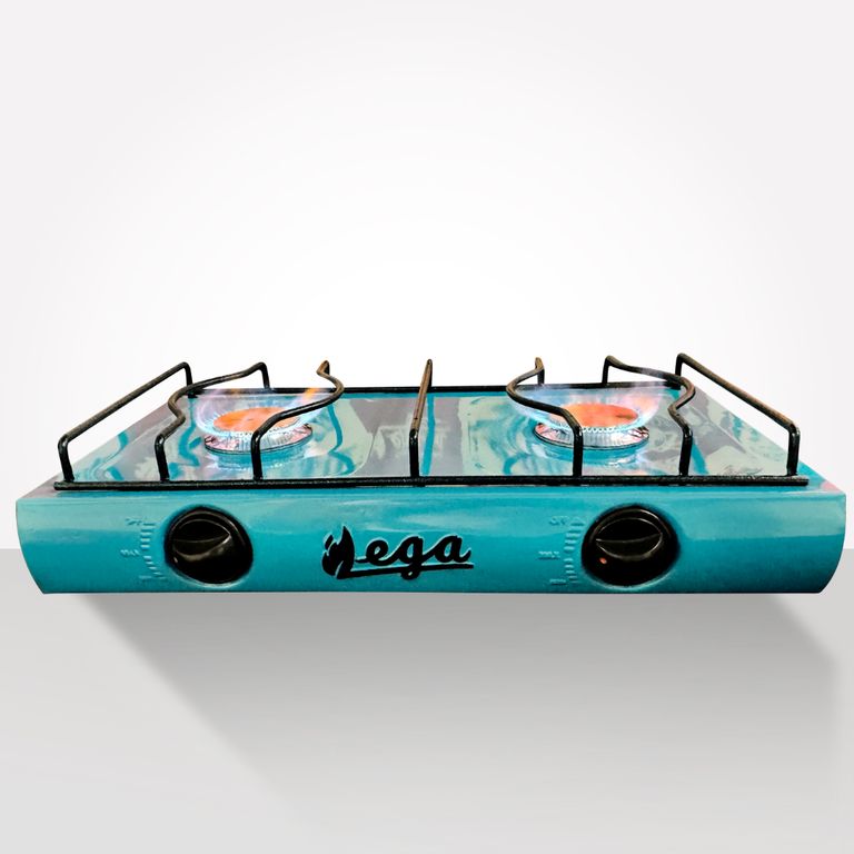 Cocina de Mesa 2 Hornillas a Gas Color Turquesa