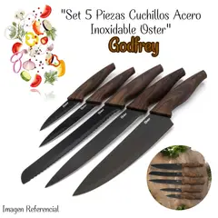 OSTER - Set 5 Piezas Cuchillos Acero Inoxidable Godfrey - NEGRO