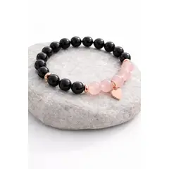 GENERICO - Conecta y Protege Pulsera de Cuarzo Rosa & Ónix