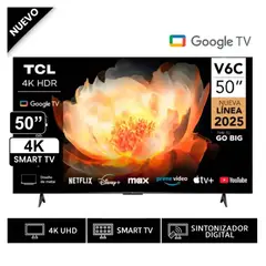 TCL - Televisor 50 UHD 4K Smart GOOGLE TV 50V6C