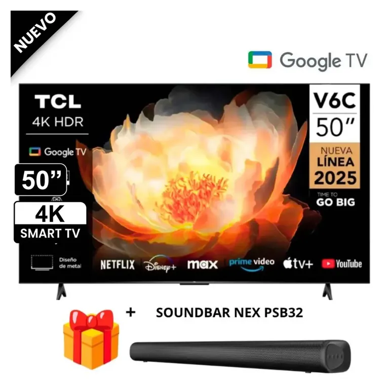 Televisor 50 50V6C LED UHD 4K Smart TV + Soundbar Nex