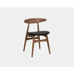 NIHM - SILLA COMEDOR HANS MADERA & CUERINA WALNUT & BLACK LEATHER