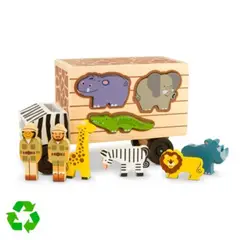 MELISSA & DOUG - Camion Didactico Safari de Madera con Animales