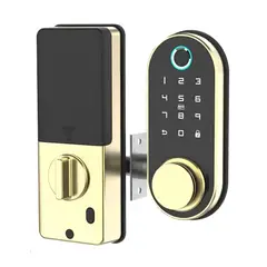 TECH CARE - Cerradura Digital Inteligente Con Deadlock Dorado