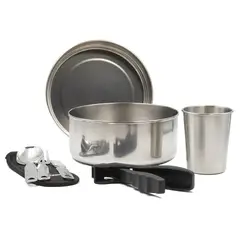 LAKEN - SET DE COCINA EN ACERO PARA 1 PERSONA CON CUBIERTO Y VASO -