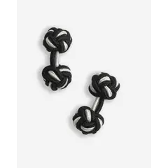 ANDREW'S TIES - Gemelos de Seda - Negro con Gris Claro