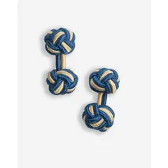 ANDREW'S TIES - Gemelos de Seda - Azul Eléctrico con Amarillo