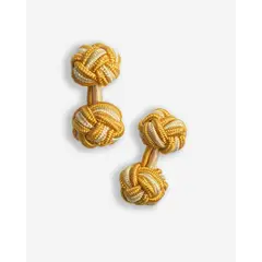 ANDREW'S TIES - Gemelos de Seda - Amarillo con Crema