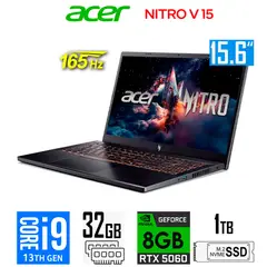 ACER - Laptop Nitro V 15 intel core i9-13900h Nvidia 8GB RTX5060 32GB Ram 1tb SSD 15.6" FHD 165Hz