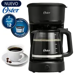 OSTER - Cafetera BVSTDCS121B de 12 Tazas con Filtro Reutilizable – Negro