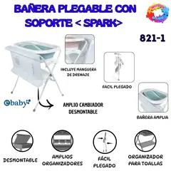 EBABY - BAÑERA SPARK CON CAMBIADOR Y ORGANIZADOR DESMONTABLE EB821-1 AZUL
