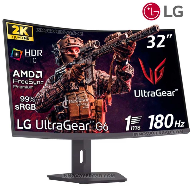 Monitor UltraGear 32G600A-B, 32" Curvo VA, QHD 2560 x 1440, 180Hz, 1ms, FreeSync, HDR10