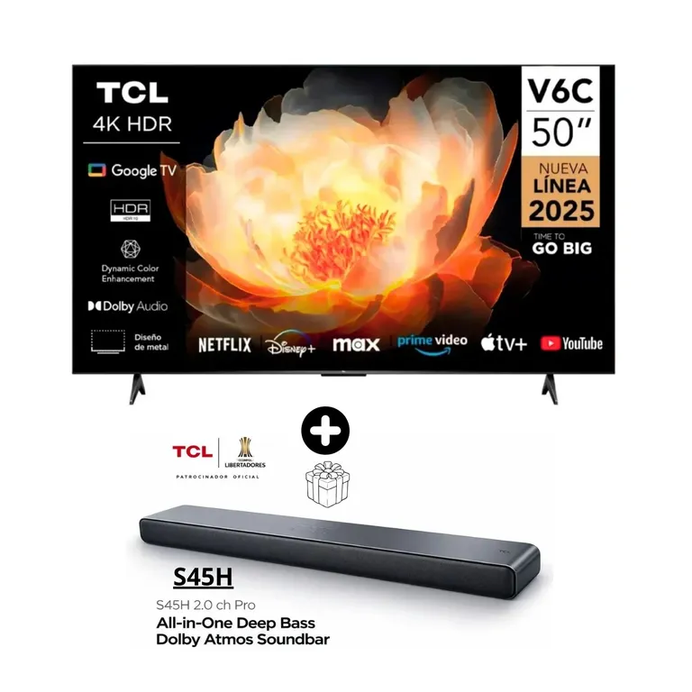 Televisor 50" 50V6C LED UHD 4K Smart TV + Soundbar S45H