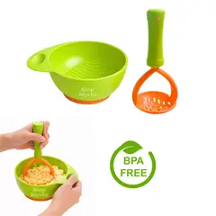 BABY - Set Plato con Triturador para Preparar Papillas de Bebé - VERDE