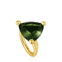 TOUS - ANILLO PLATA BAÑO LGG GEMA VERDE
