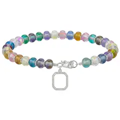 GENERICO - Pulsera Mujer Piedra Sirena Regalo Mamá Cuadrado Plata 950