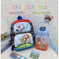 GENERICO - Dúo Kawaii Súper Cute Mochila + Tomatodo Monito