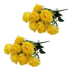 FLORIPA - Pack de 2 Bouquets De 9 Rosas Artificiales De 42Cm GPB25361-8AM FLORIPASTORE