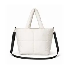 GENERICO - Bolso universitario puffer en hueso