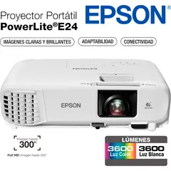 EPSON - Proyector PowerLite E24 3LCD 3600 Lúmenes XGA
