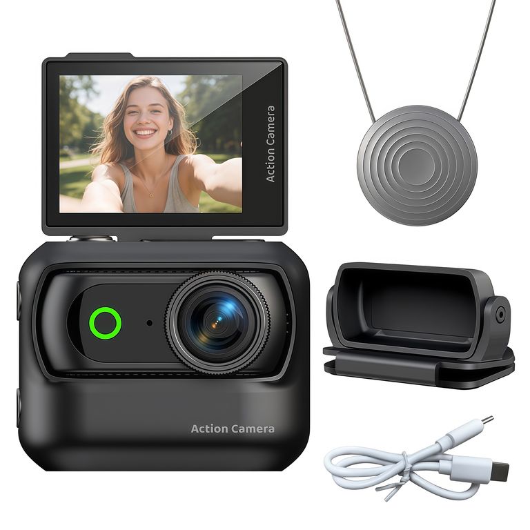 Cámara Acción Magnética 1080p Pantalla Girable WiFi Estabilización Envío Rápido