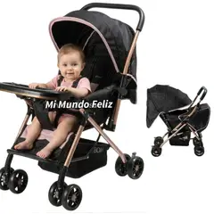 EBABY - Coche para Bebe Reclinable Mango Reversible Pinks