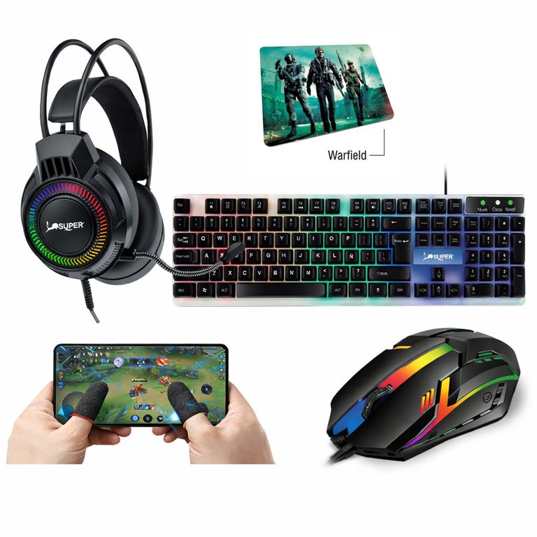 Teclado Full RGB + Accesorios Gamer 5 En 1