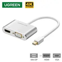 UGREEN - Adaptador Mini DisplayPort a HDMI + VGA 4K Conversor de Video 2 en 1