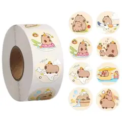 GENERICO - 100 stickers en rollo capibara Modelo 6