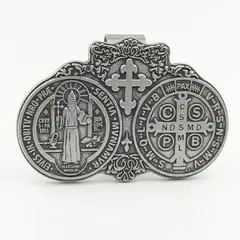SANTORAL - Clip Medalla de San Benito para Parasol del Carro - Peltre