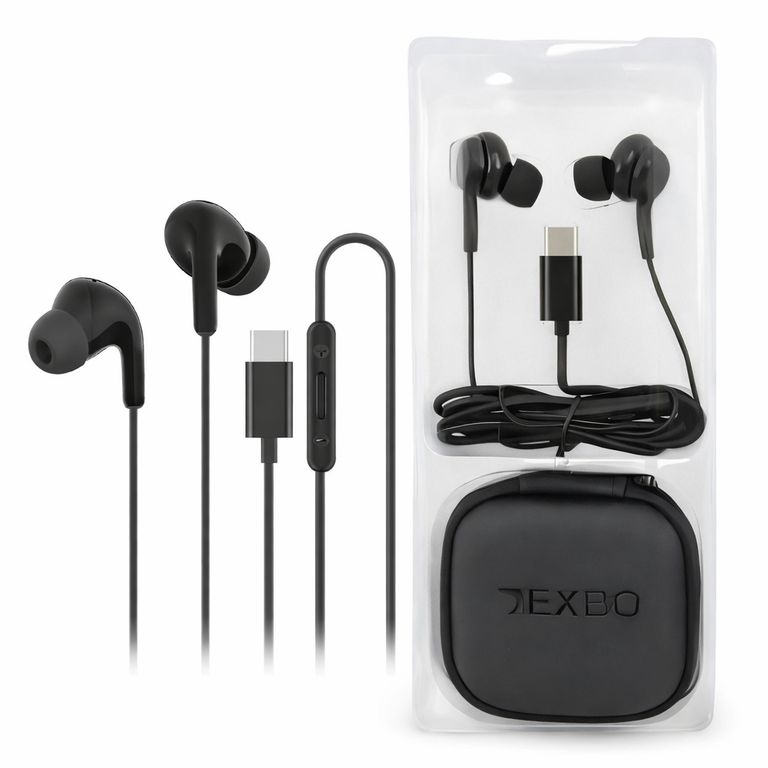 Audífonos Tipo C Alámbrico Dexbo Negro