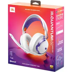 JBL - AUDIFONO QUANTUM 650 - INALAMBRICO Y BLUETOOTH - HI RES - BLANCO CON MORADO NEW