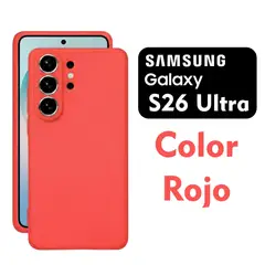 ASIA IMPORT - Case Silicone Compatible para Samsung S26 ULTRA ROJO con Marca