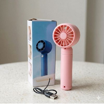 Ventilador de mano portátil recargable con 2 velocidades Rosado