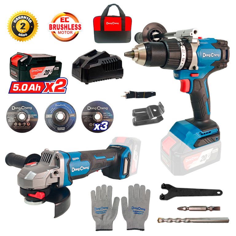 Combo Brushless DCKIT57.02FK Taladro Percutor 12 120Nm + Amoladora 5 Hombre Muerto