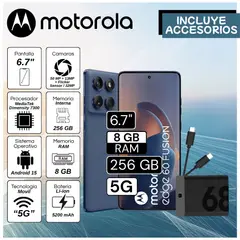 MOTOROLA - Celular Edge 60 Fusión 6.7" Pulg. 8GB RAM 256GB Android 15 - Azul