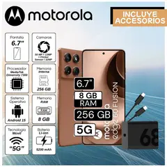 MOTOROLA - Celular Edge 60 Fusión 6.7" Pulg. 8GB RAM 256GB Android 15 - Mocha Mousse