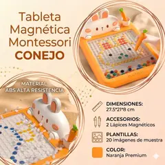 GENERICO - Pizarra magnética montessori con forma de conejo Naranja