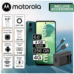 MOTOROLA - Celular G04s 6.6" Pulg. 4GB RAM 256GB Android 14 - Verde Aurora