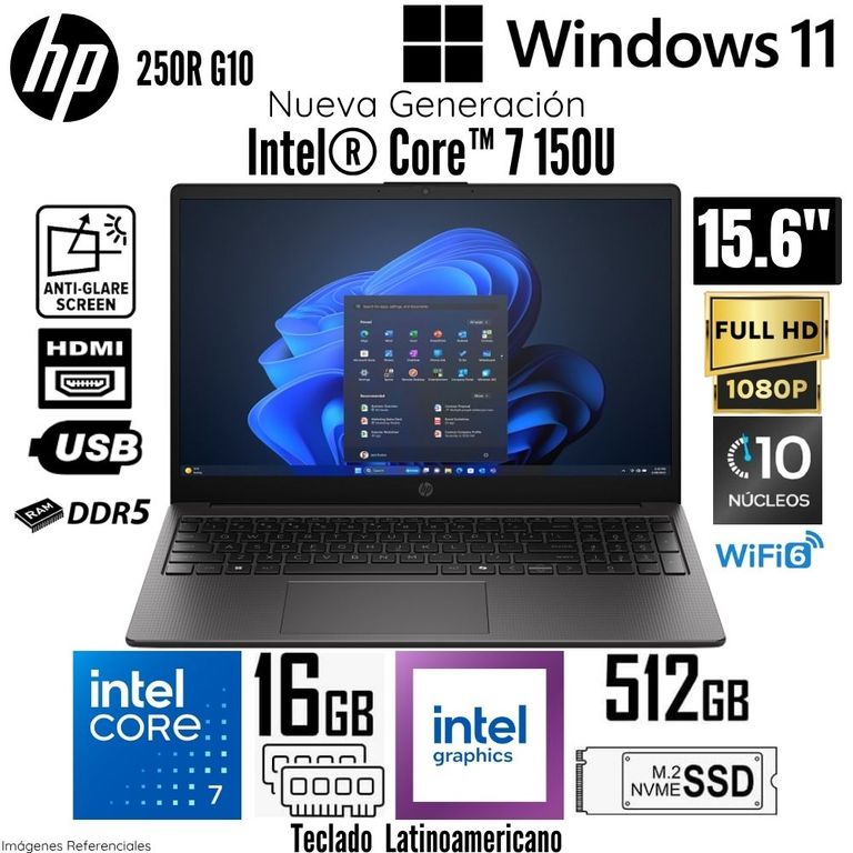Latpop 250R G10 Intel Core 7 150U 16GB RAM 512GB 15.6" FHD - D2DX8AT