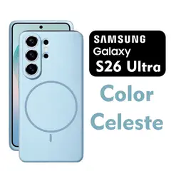 ASIA IMPORT - Case Silicone Magsafe Compatible para Samsung S26 ULTRA CELESTE con Marca