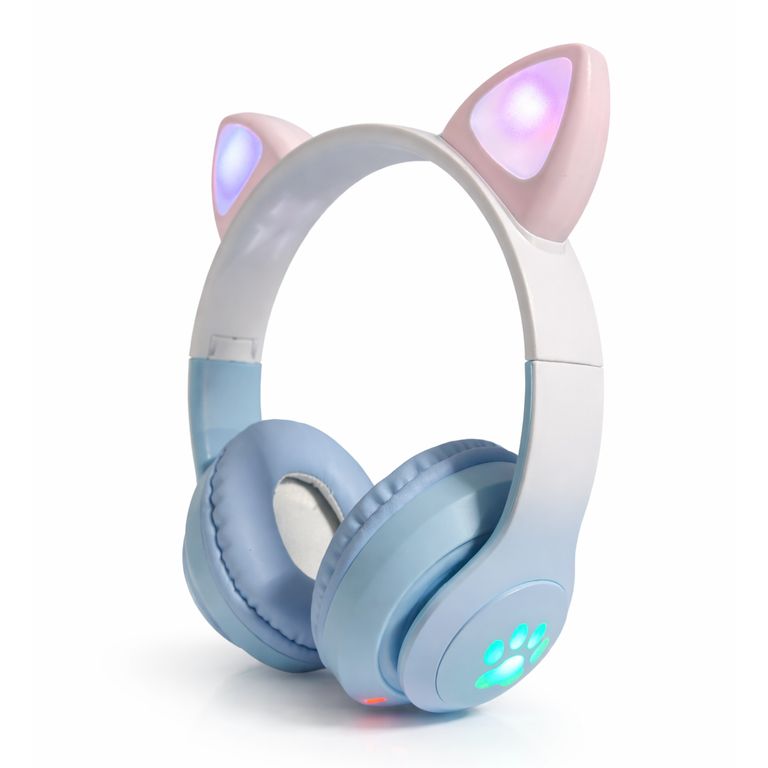 Audífonos Inalámbricos Orejas De Gato Celeste