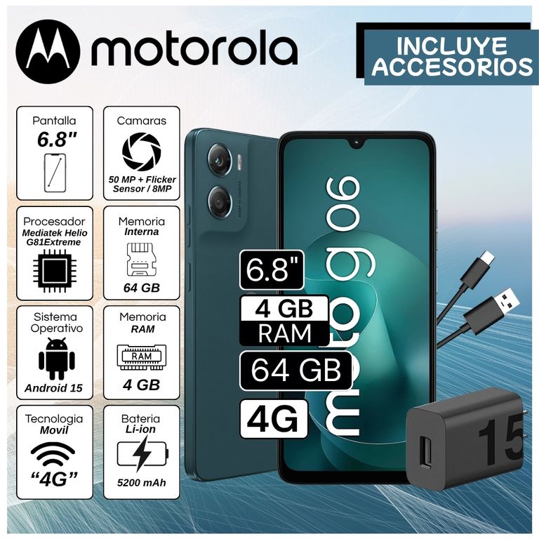 Celular G06 6.8" Pulg. 4GB RAM 64GB Android 15 - Azul