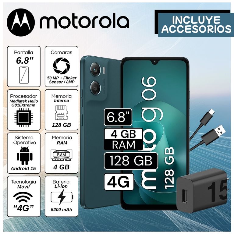Celular G06 6.8" Pulg. 4GB RAM 128GB Android 15 - Azul